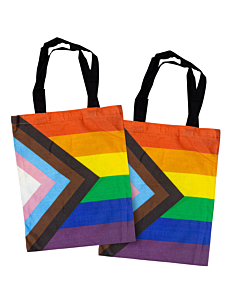 LGBTQ+ Pride Progress Flag Cotton Tote Bag